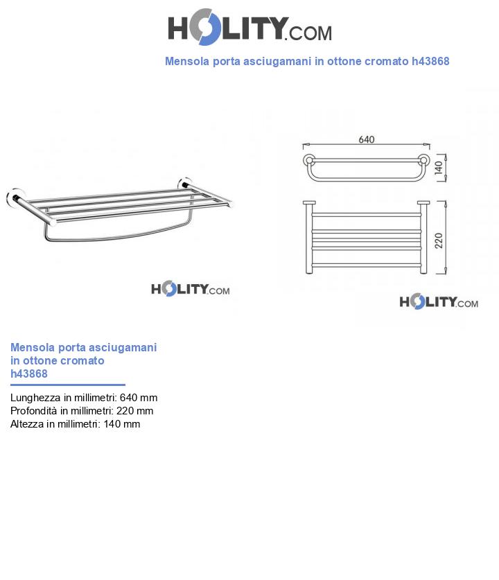 Mensola porta asciugamani in ottone cromato h43868