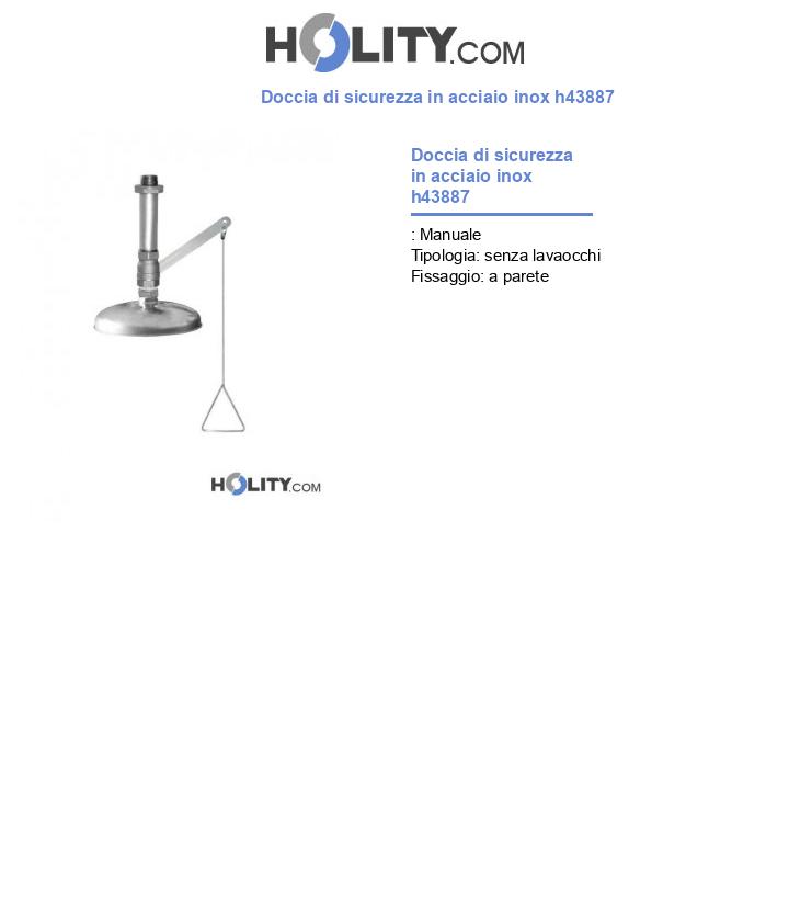Doccia di sicurezza in acciaio inox h43887