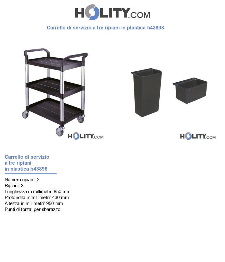 Carrello di servizio a tre ripiani in plastica h43898