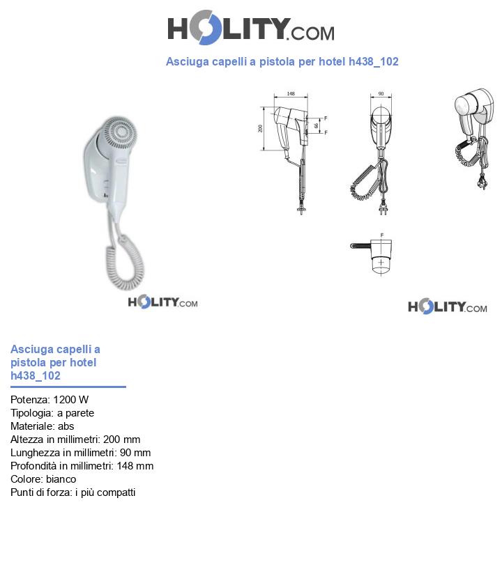 Asciuga capelli a pistola per hotel h438_102