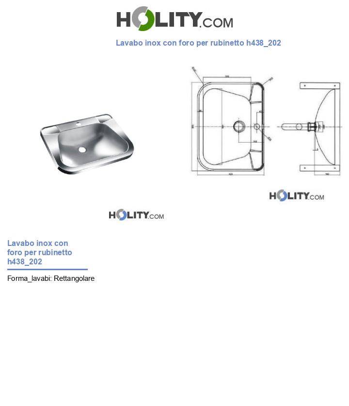 Lavabo inox con foro per rubinetto h438_202