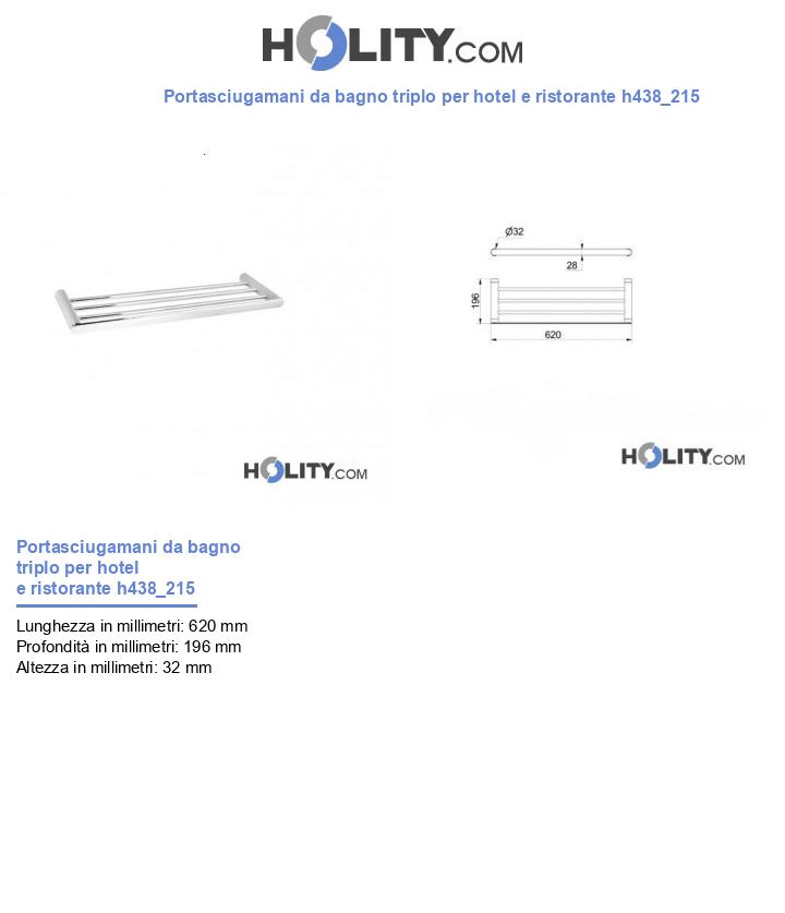 Portasciugamani da bagno triplo per hotel e ristorante h438_215