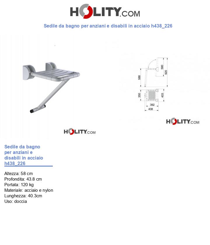 Sedile da bagno per anziani e disabili in acciaio h438_226