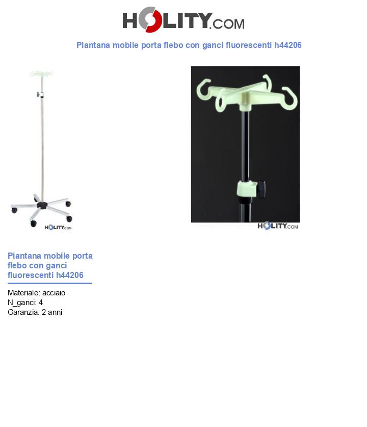 Piantana mobile porta flebo con ganci fluorescenti h44206