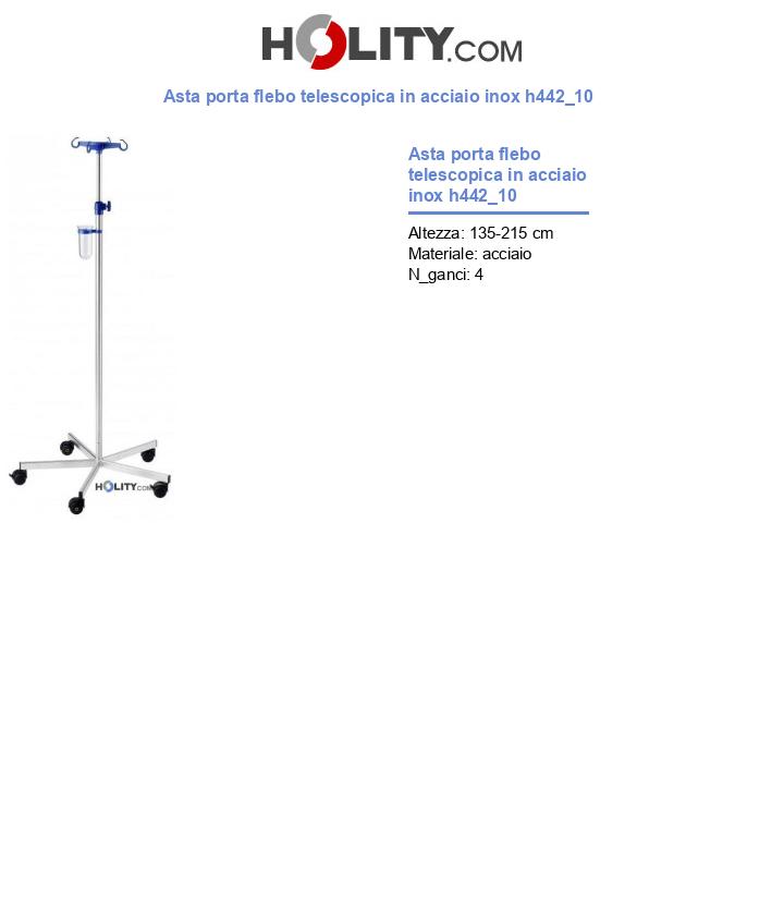 Asta porta flebo telescopica in acciaio inox h442_10
