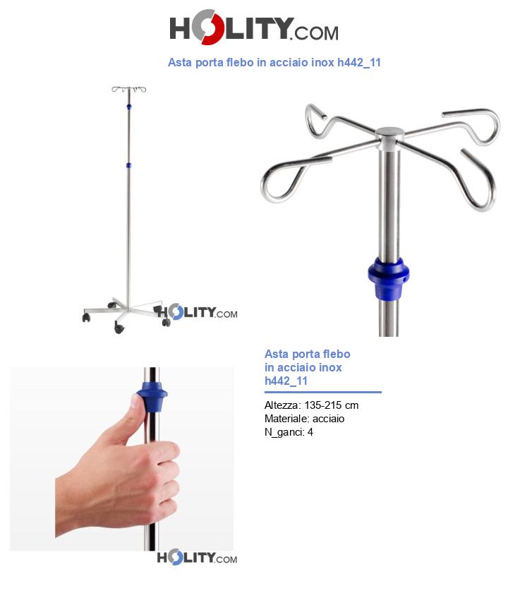 Asta porta flebo in acciaio inox h442_11