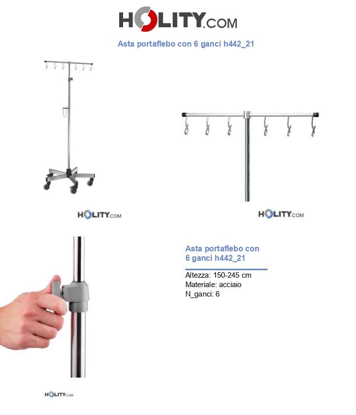 Asta portaflebo con 6 ganci h442_21