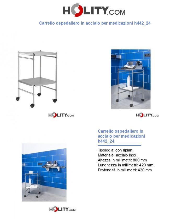 Carrello ospedaliero in acciaio per medicazioni h442_24
