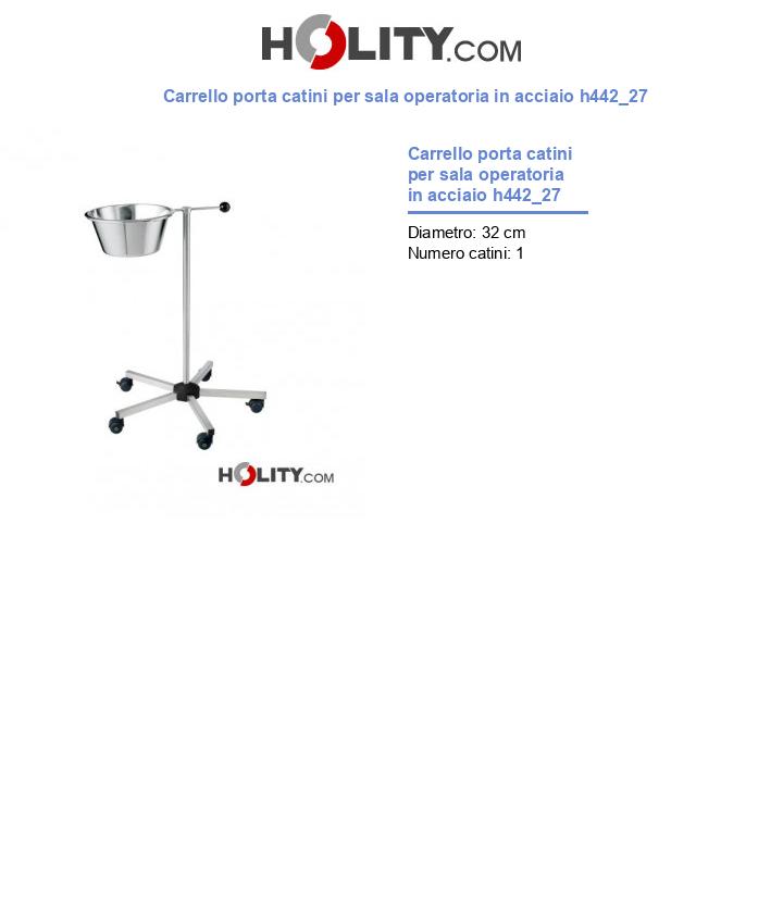 Carrello porta catini per sala operatoria in acciaio h442_27