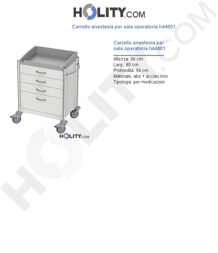 Carrello anestesia per sala operatoria h44601