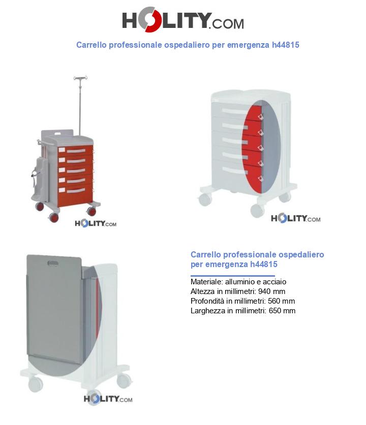 Carrello professionale ospedaliero per emergenza h44815