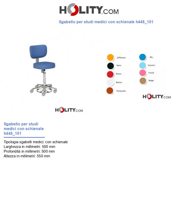 Sgabello per studi medici con schienale h448_101