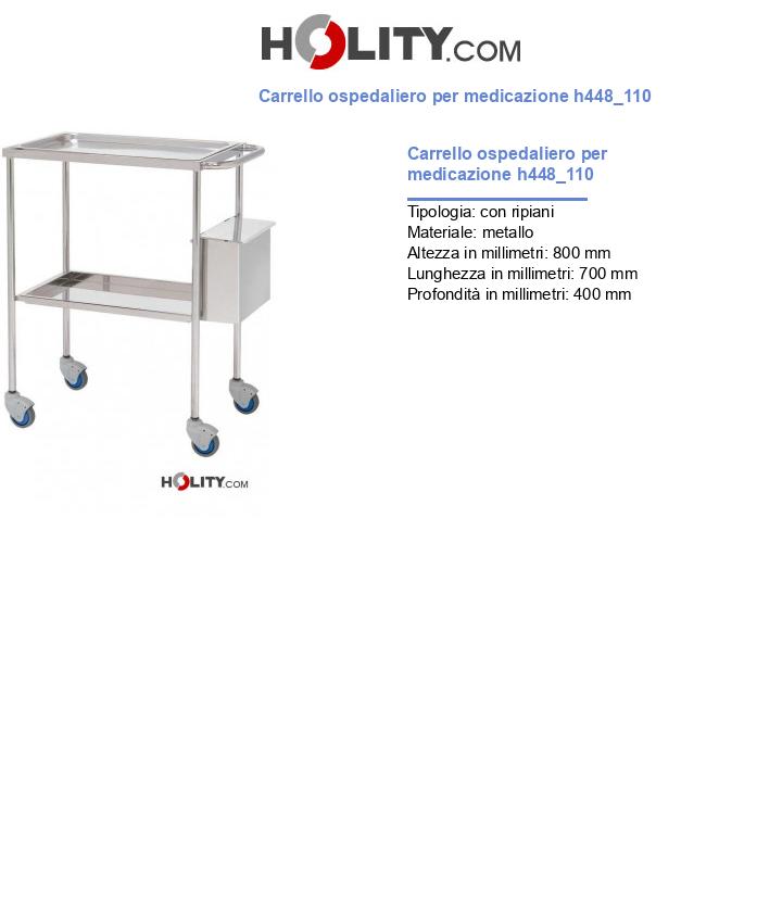 Carrello ospedaliero per medicazione h448_110