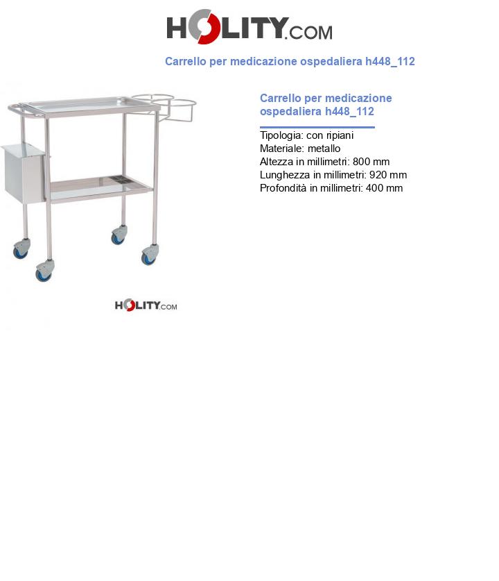 Carrello per medicazione ospedaliera h448_112