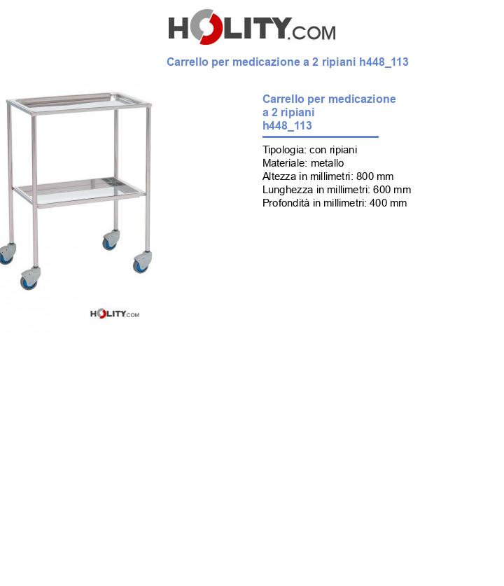 Carrello per medicazione a 2 ripiani h448_113