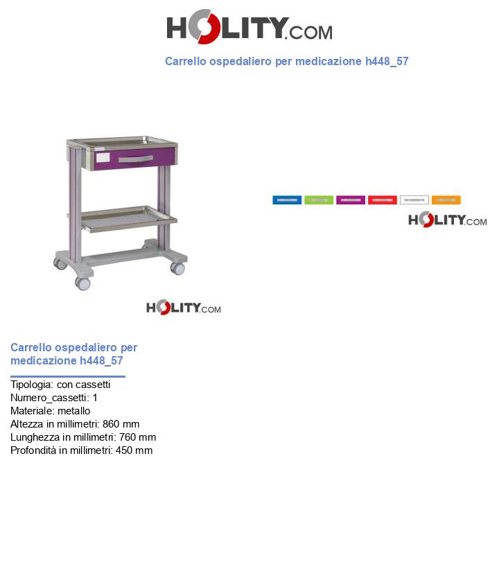 Carrello ospedaliero per medicazione h448_57
