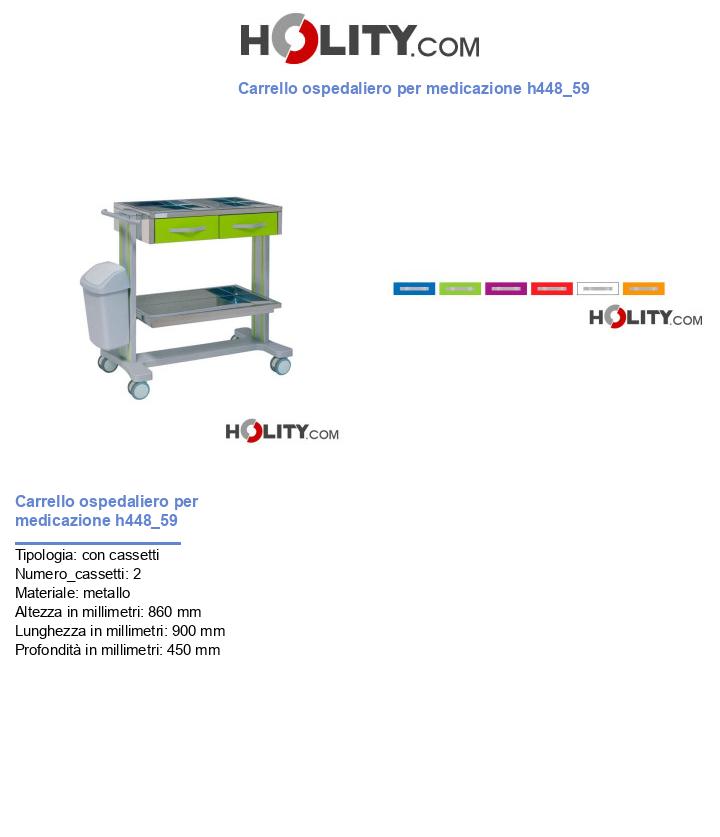 Carrello ospedaliero per medicazione h448_59