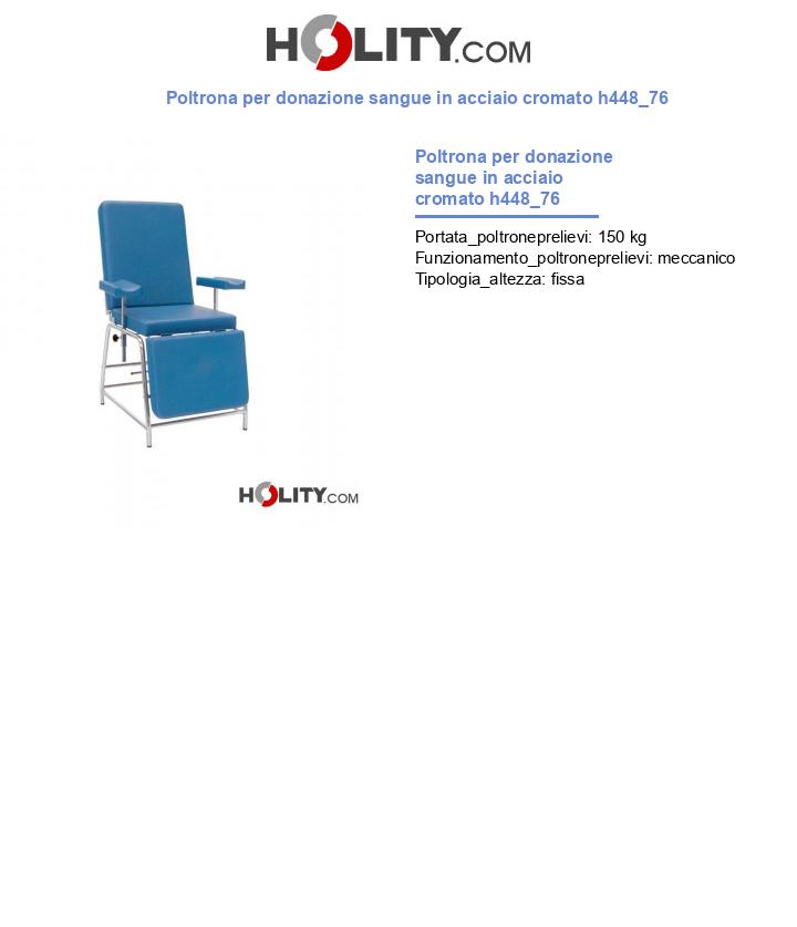 Poltrona per donazione sangue in acciaio cromato h448_76