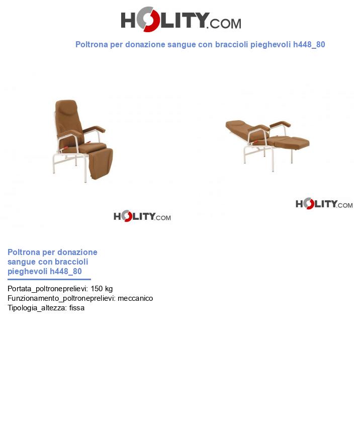 Poltrona per donazione sangue con braccioli pieghevoli h448_80