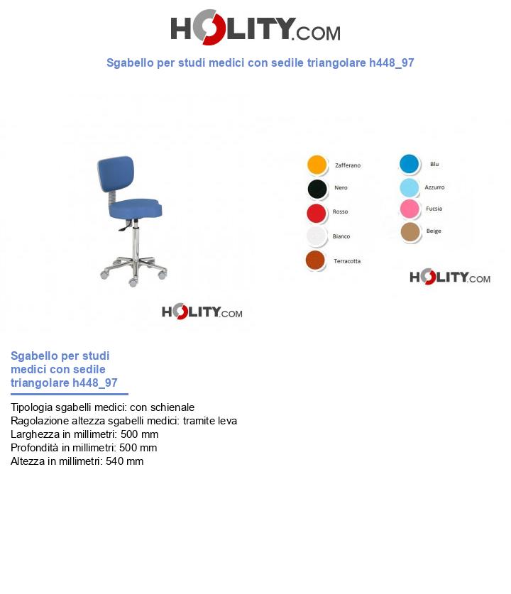 Sgabello per studi medici con sedile triangolare h448_97