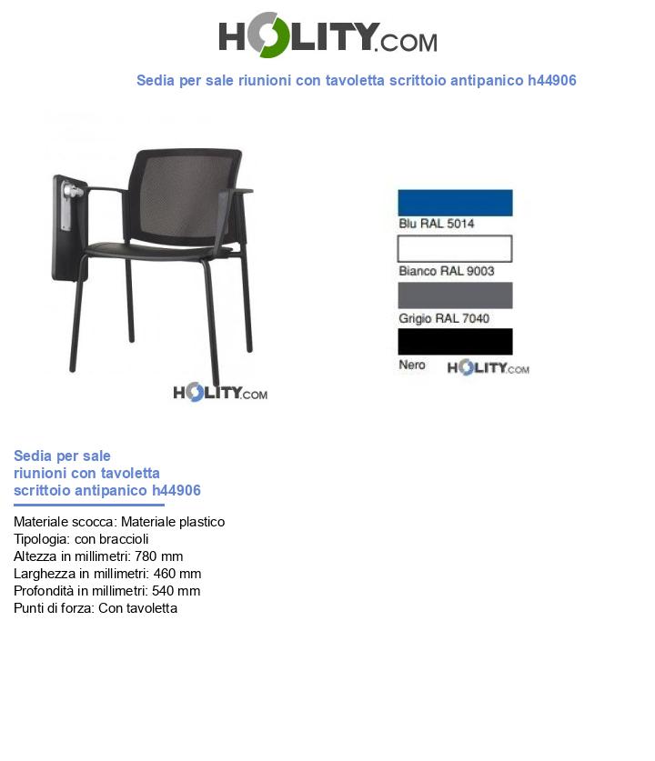 Sedia per sale riunioni con tavoletta scrittoio antipanico h44906