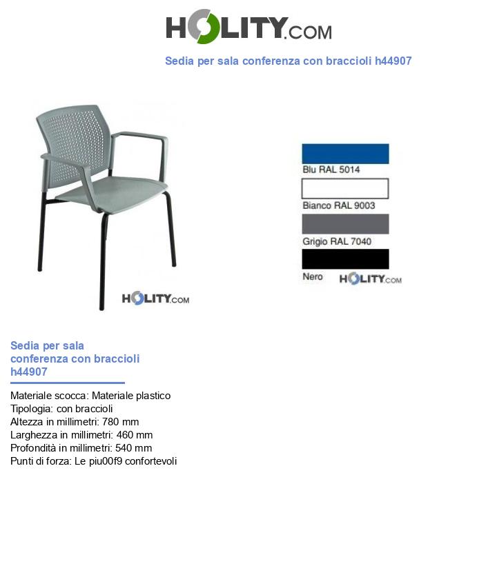 Sedia per sala conferenza con braccioli h44907