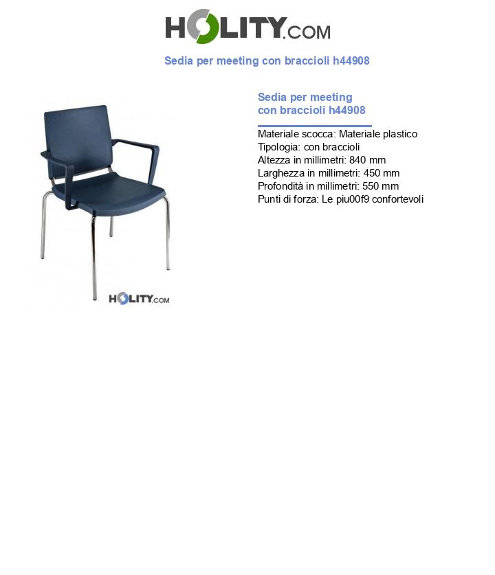 Sedia per meeting con braccioli h44908