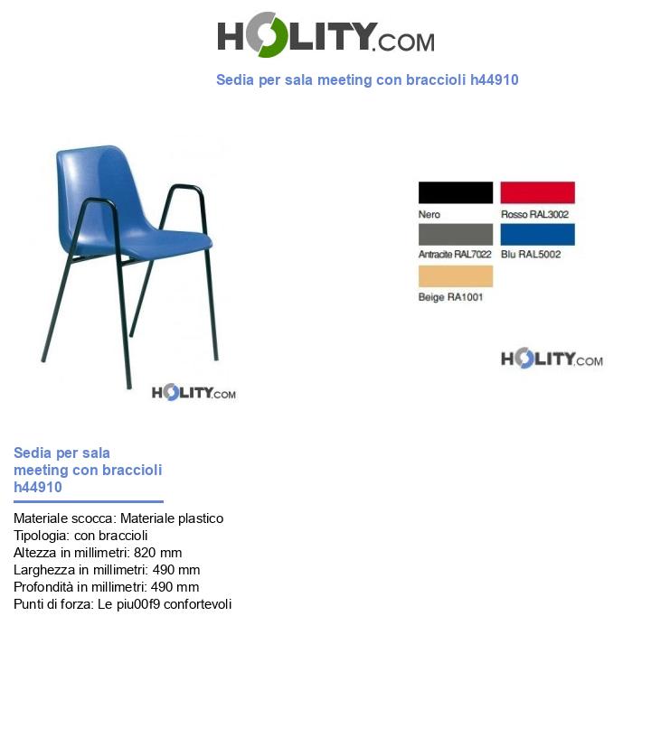 Sedia per sala meeting con braccioli h44910