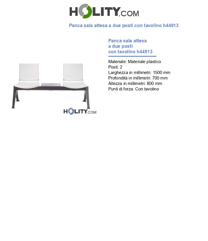 Panca sala attesa a due posti con tavolino h44913