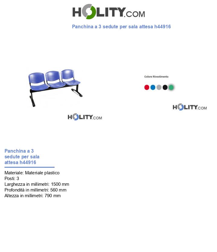 Panchina a 3 sedute per sala attesa h44916