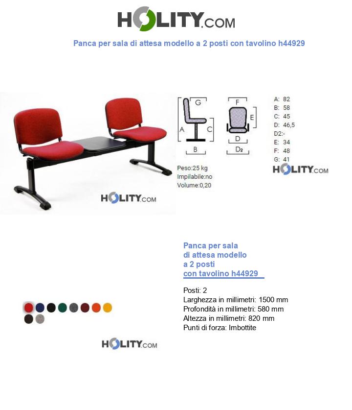 Panca per sala di attesa modello a 2 posti con tavolino h44929