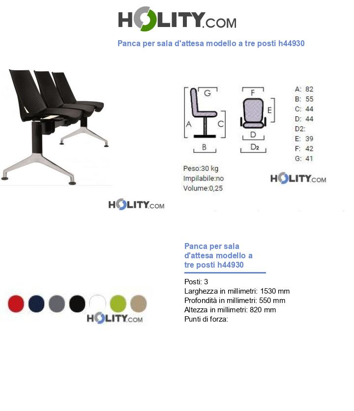 Panca per sala d'attesa modello a tre posti h44930