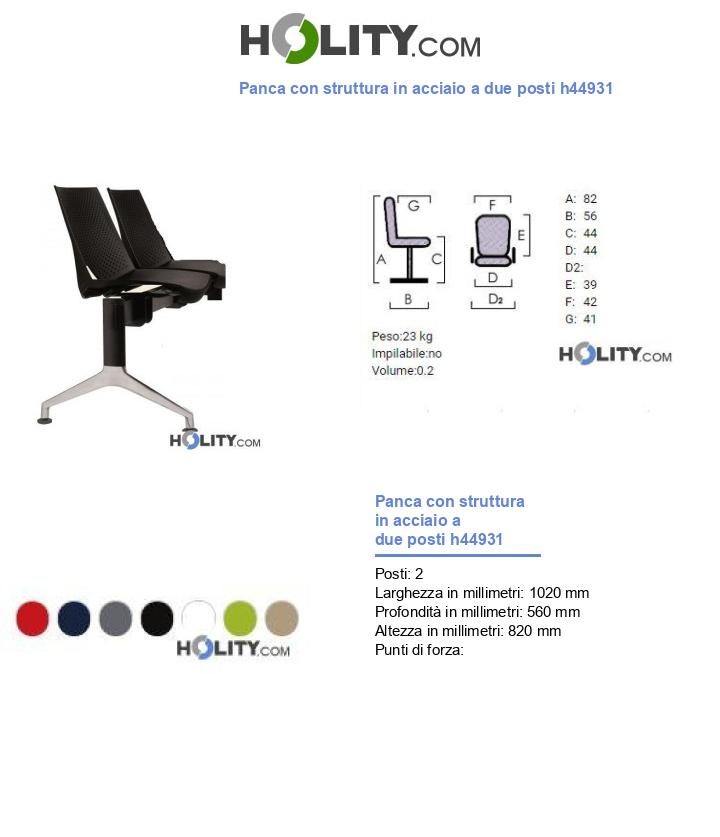 Panca con struttura in acciaio a due posti h44931
