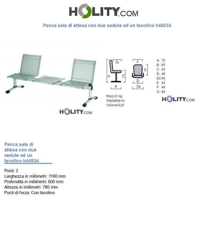 Panca sala di attesa con due sedute ed un tavolino h44934