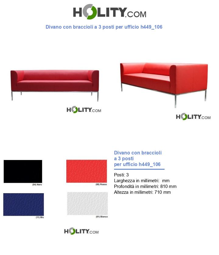 Divano con braccioli a 3 posti per ufficio h449_106