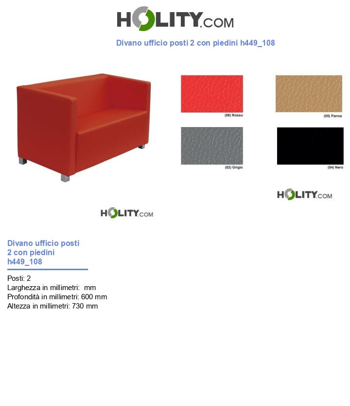 Divano ufficio posti 2 con piedini h449_108