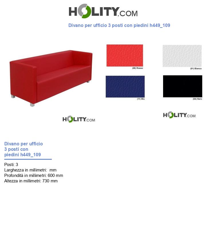 Divano per ufficio 3 posti con piedini h449_109