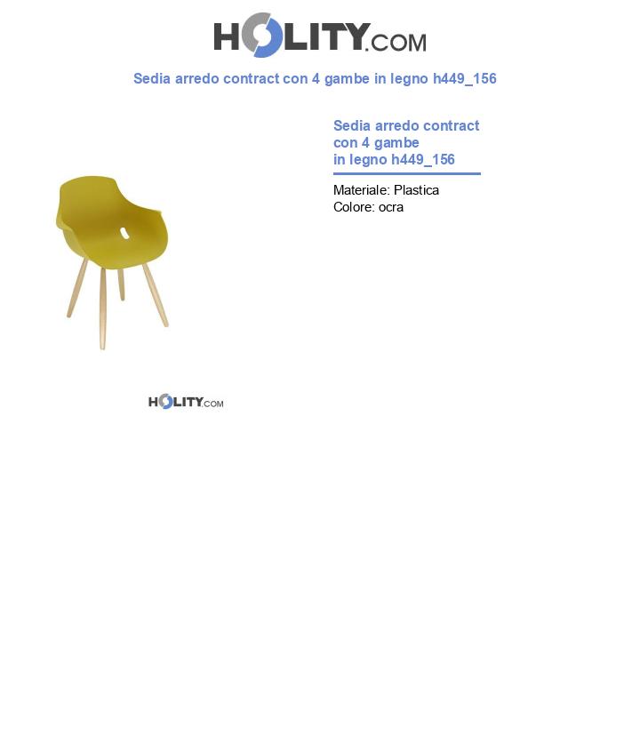 Sedia arredo contract con 4 gambe in legno h449_156