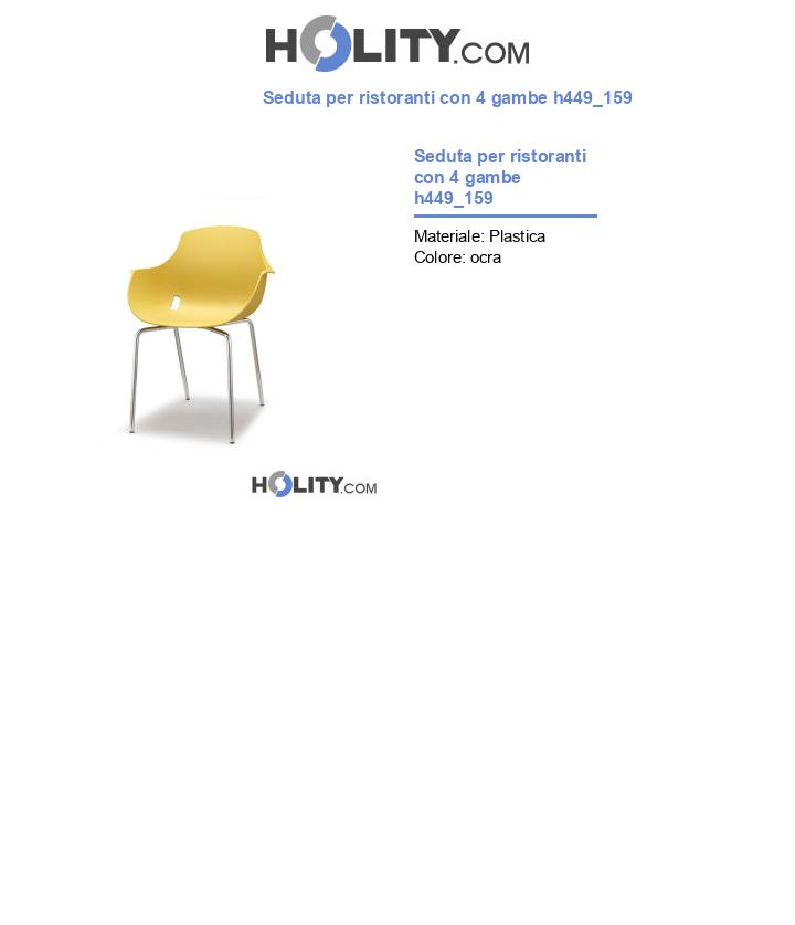 Seduta per ristoranti con 4 gambe h449_159