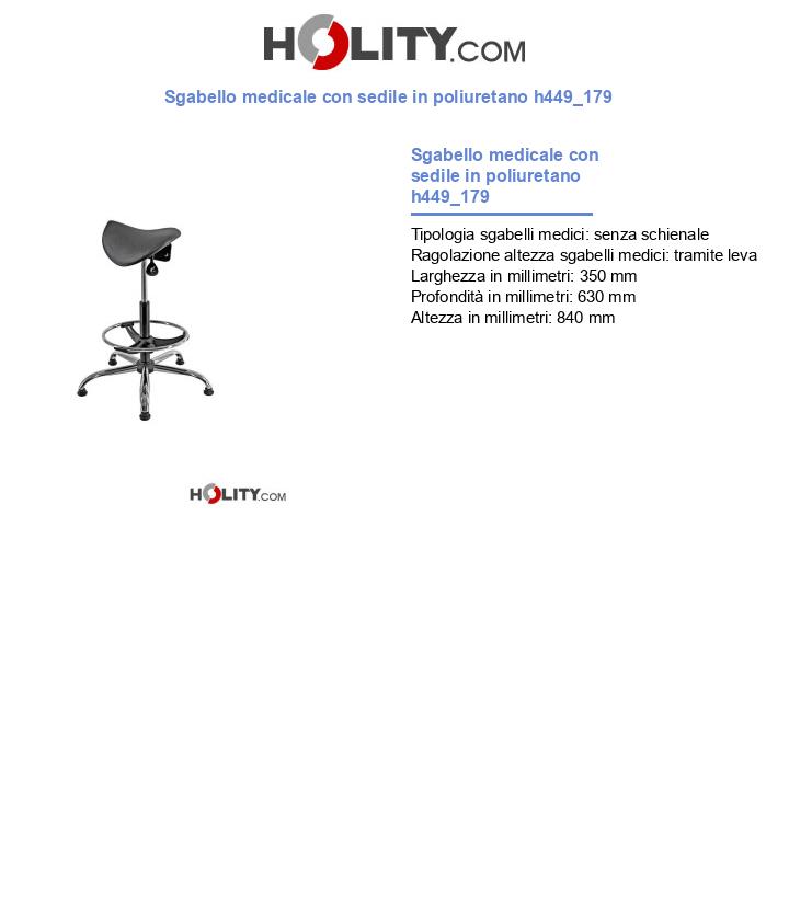 Sgabello medicale con sedile in poliuretano h449_179