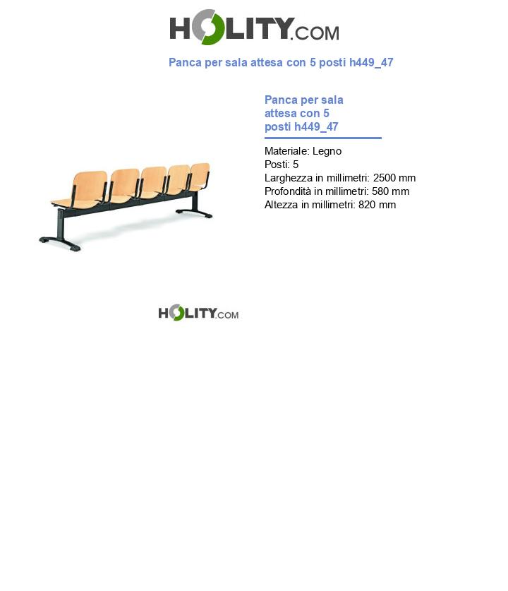 Panca per sala attesa con 5 posti h449_47