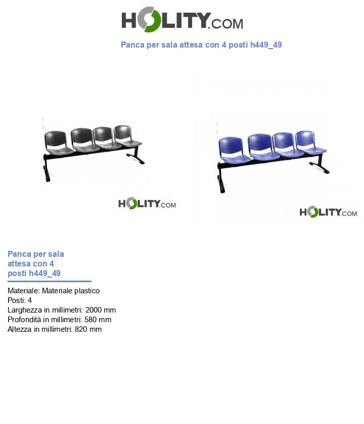 Panca per sala attesa con 4 posti h449_49