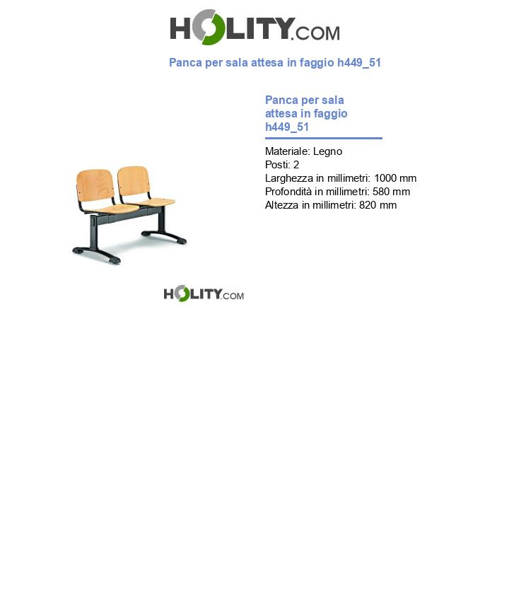 Panca per sala attesa in faggio h449_51