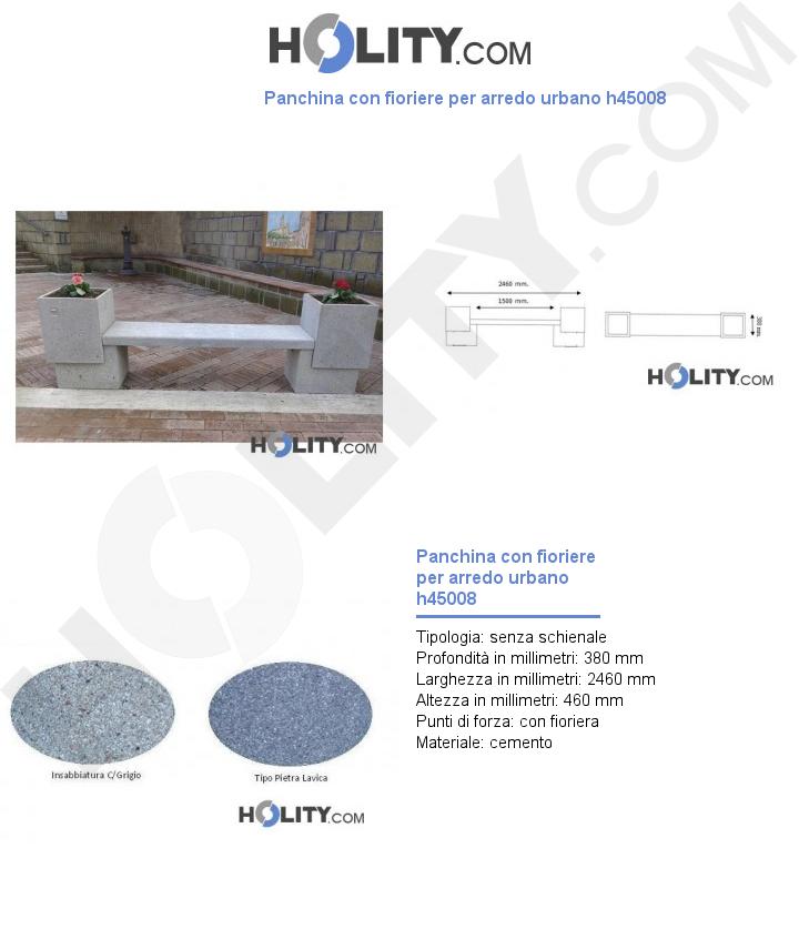 Panchina con fioriere per arredo urbano h45008