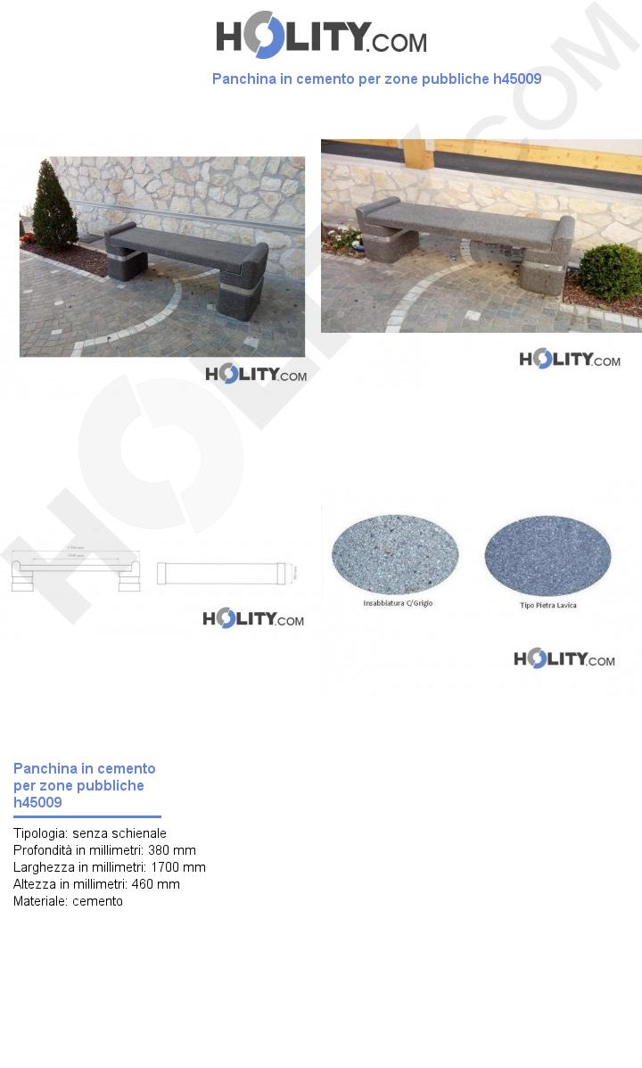 Panchina in cemento per zone pubbliche h45009