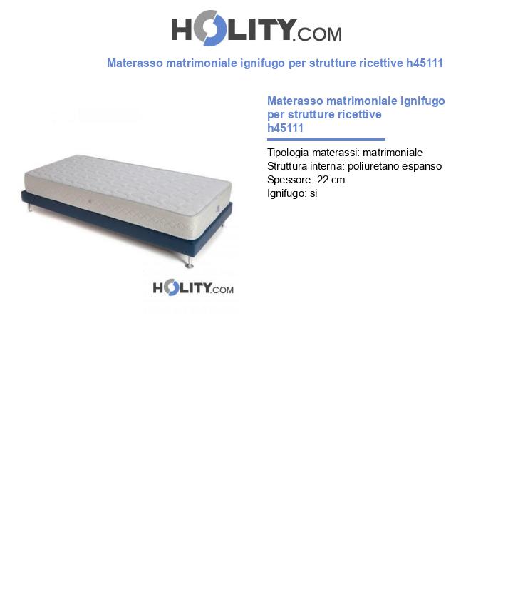 Materasso matrimoniale ignifugo per strutture ricettive h45111