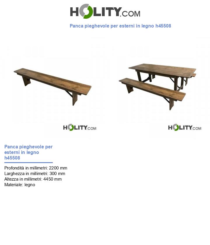Panca pieghevole per esterni in legno h45508