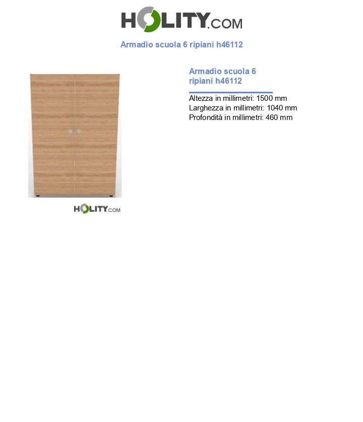 Armadio scuola 6 ripiani h46112