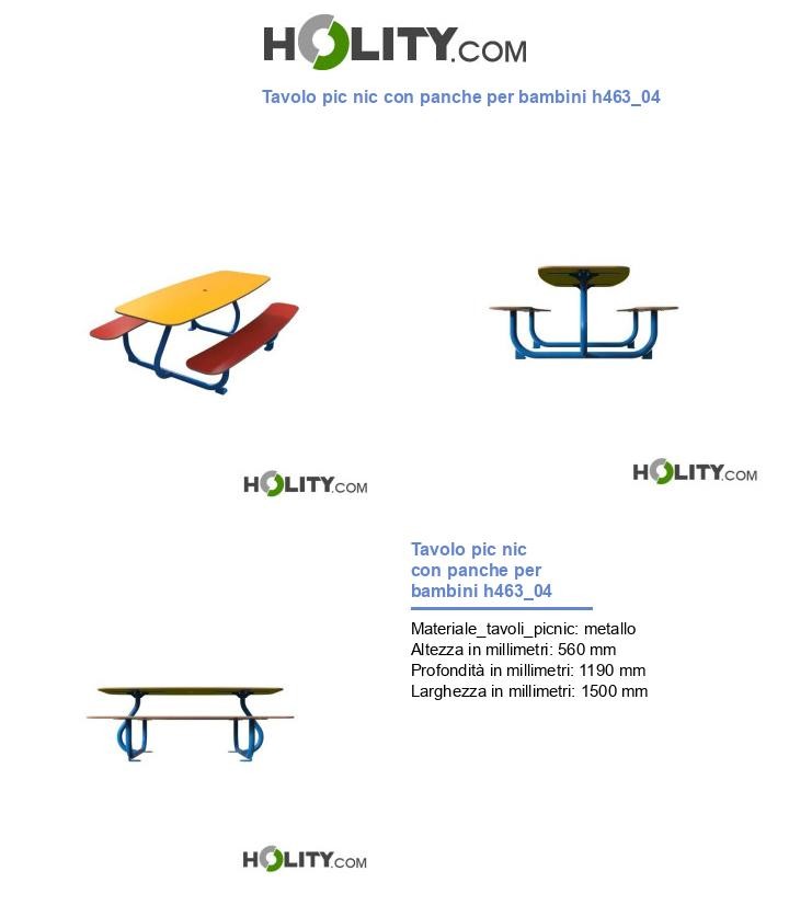 Tavolo pic nic con panche per bambini h463_04