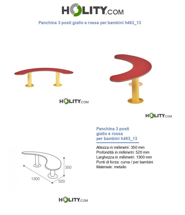 Panchina 3 posti giallo e rossa per bambini h463_13